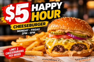 $5 Happy Hour Cheeseburger